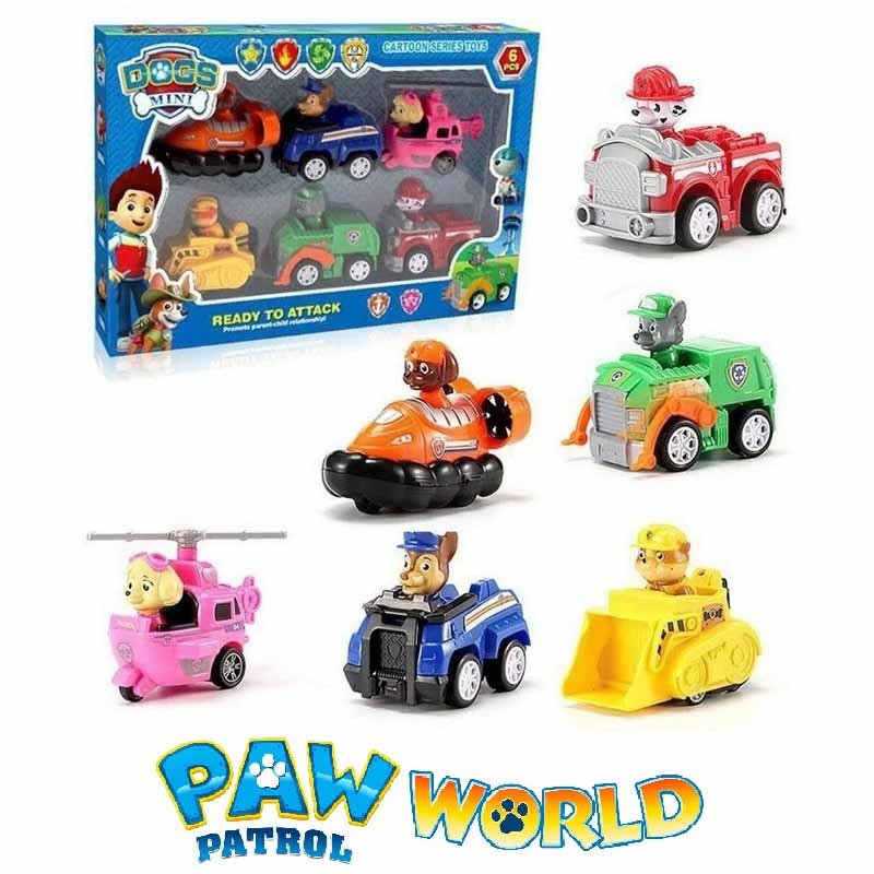 ماشین بازی سگهای نگهبان مجموعه 6 عددی مدل Paw Patrol G6 | ماشین و فیگور سگ‌های نگهبان